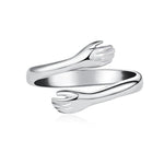 925 Pure Sterling Silver Hug Adjustable Ring