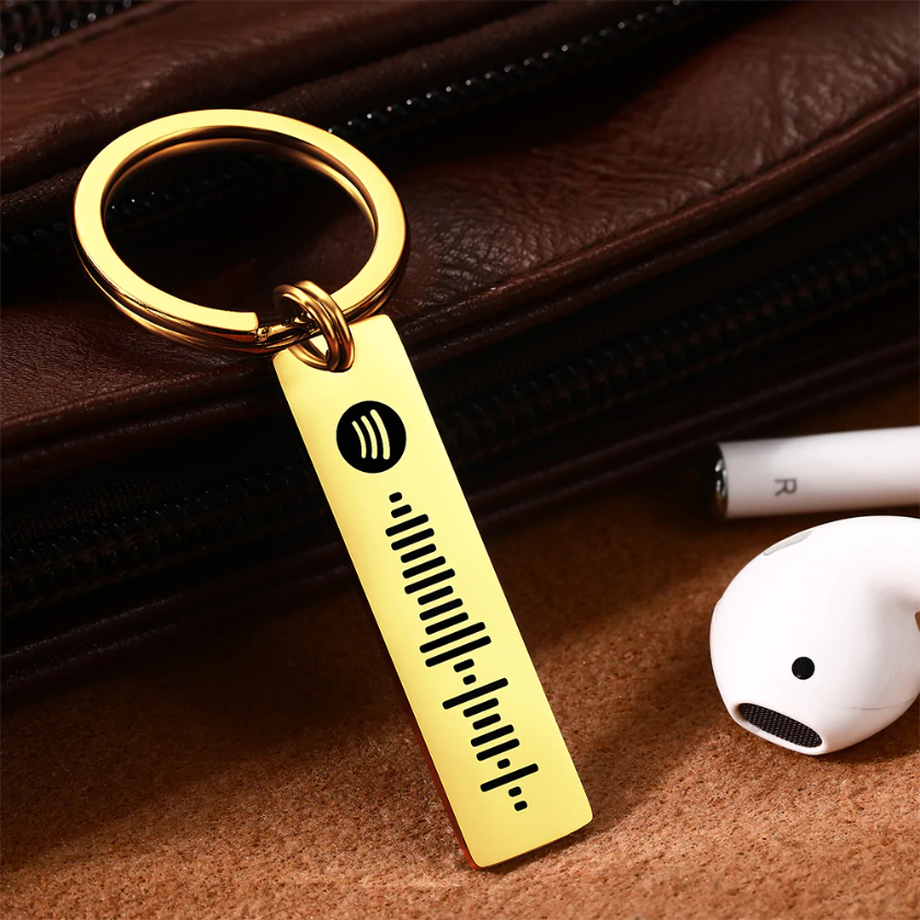 Custom Scannable Spotify Code Music Keychain Engraved Song Key Ring Sliver