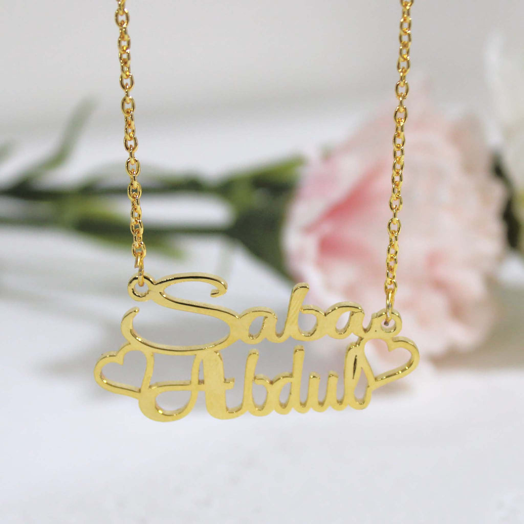 Dual Heart Name Necklace