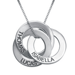 Silver Three Name Ring Necklace with Engraving