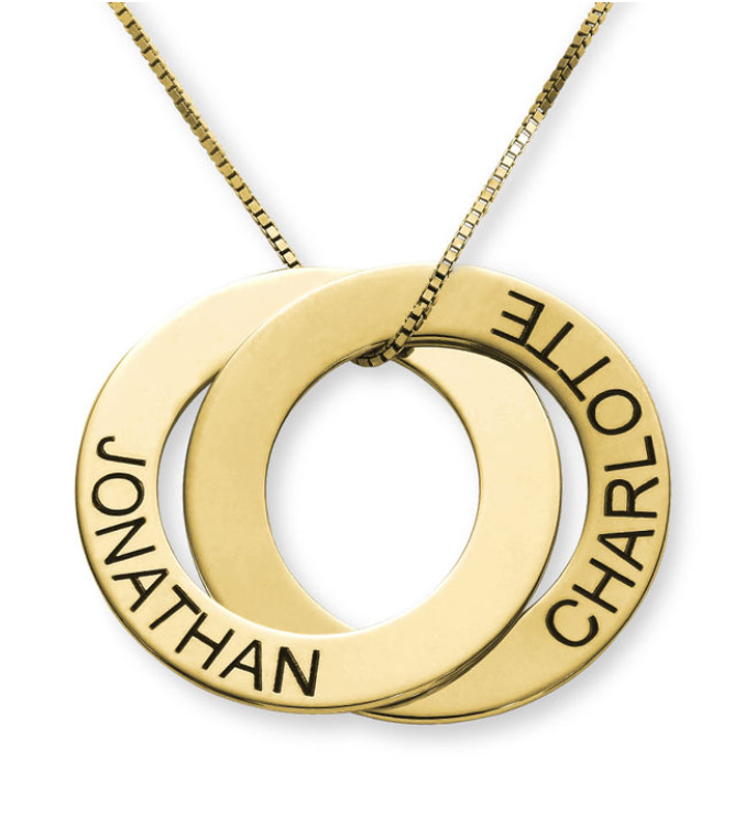 Double Name Ring Necklace with Engraving