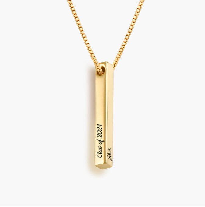 Personalized Vertical 3D Pillar Bar Necklace