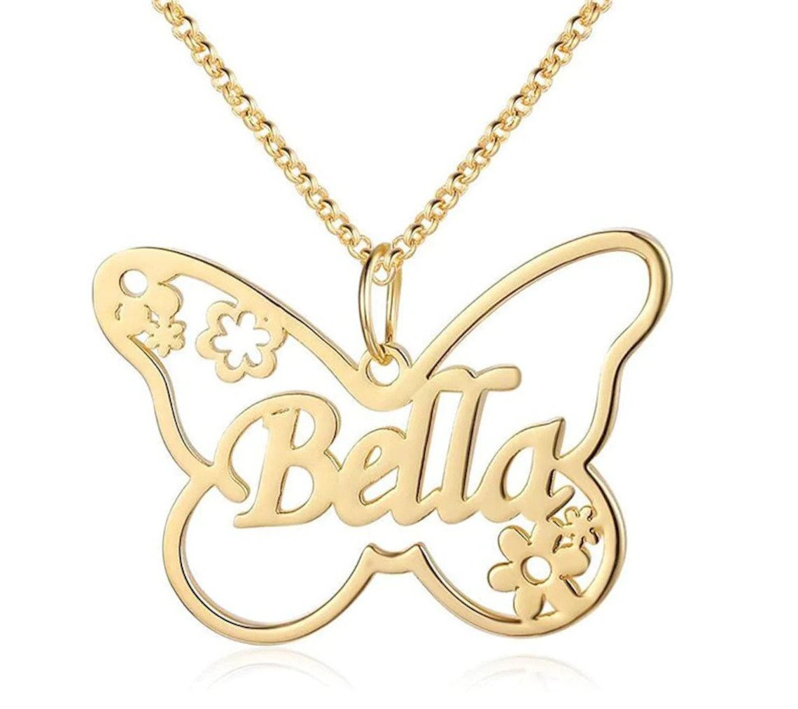 Personalized Name Butterfly Necklace