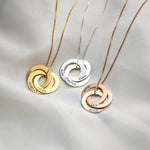 Silver Three Name Ring Necklace with Engraving